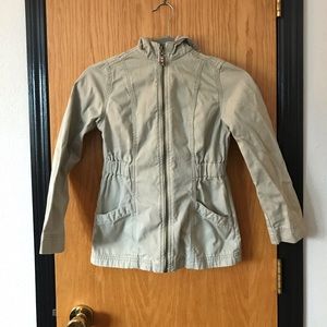Girls MED khaki spring jacket with hood